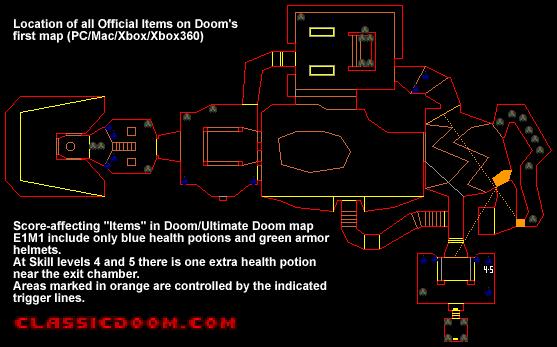 PC Doom/Ultimate Doom level E1M1, HANGAR: Official Items